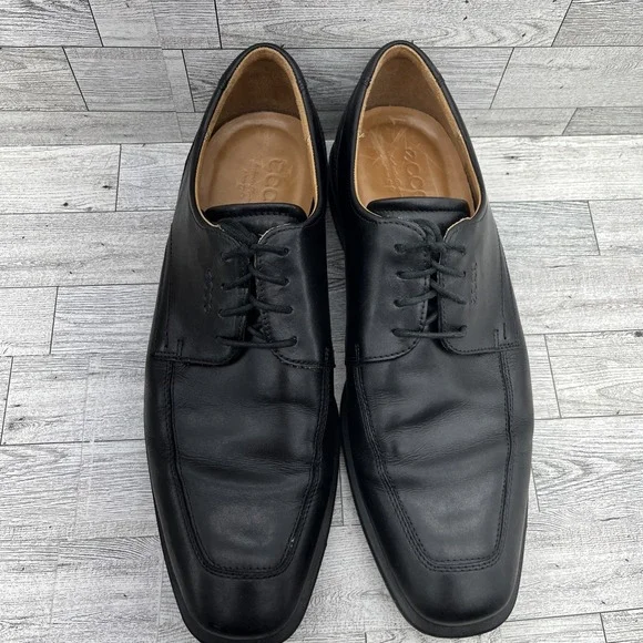 Ecco Cairo Black Oxford Apron Toe Lace Up Dress Shoes Men Size 12 - Picture 9 of 10